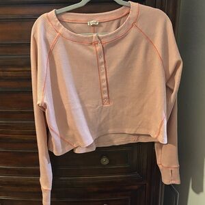 Free People Pink Cropped Thermal